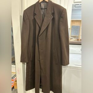 Men's Vintage Brown 70% wool, 10% Cashmere Long Overcoat from Manny’s